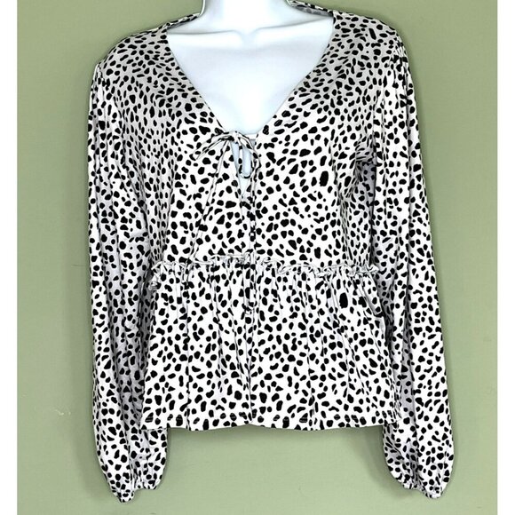 Altar'd State Babydoll Top XS Animal Print Cropped Ruffle Y2K made in USA - Picture 1 of 4